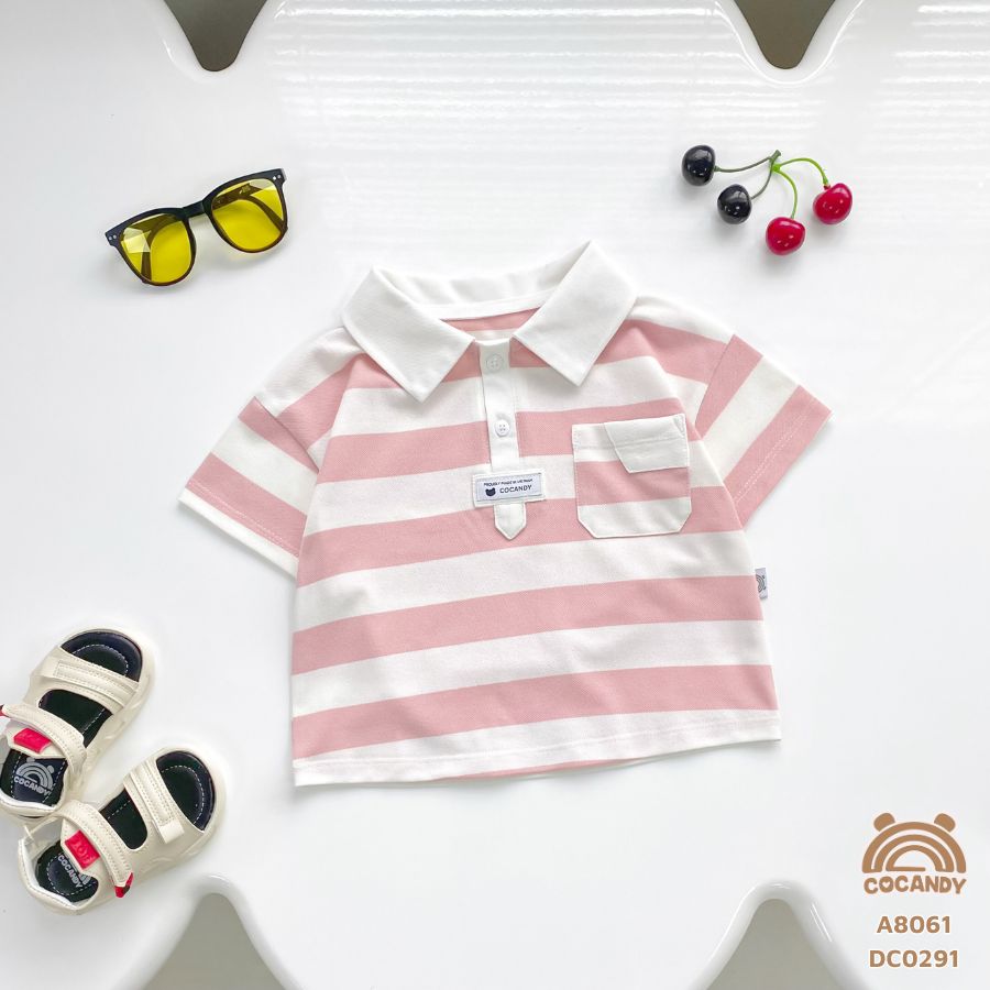 Áo cộc kẻ HỒNG polo phối đáp nẹp_thumbnail_1
