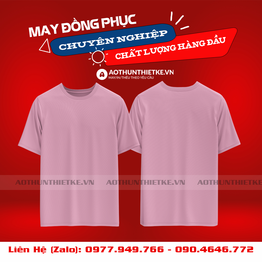 Áo Đồng Phục Cổ Tròn Hồng Phấn