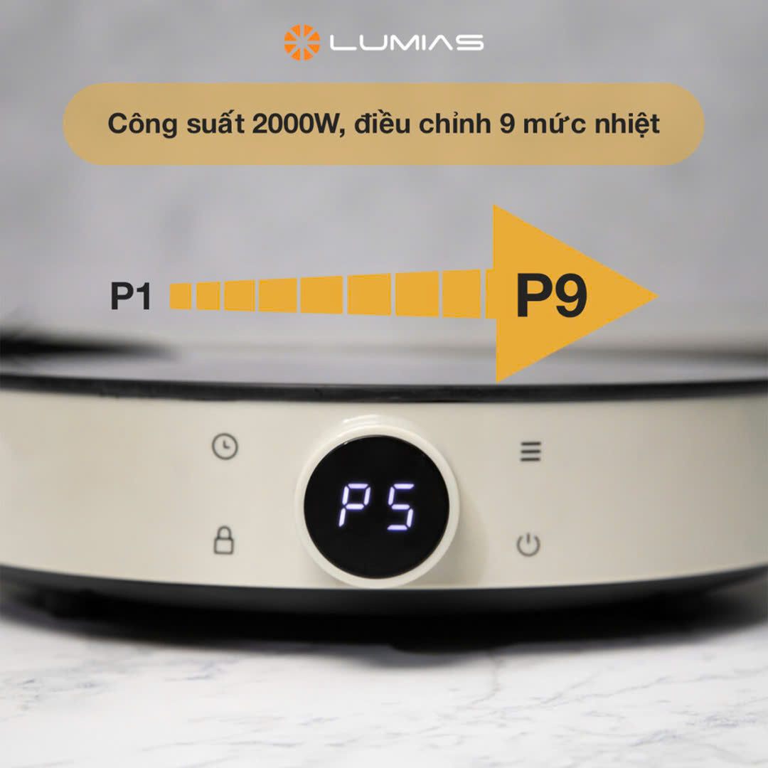Bếp từ đơn màu be sữa LUMIAS LK24-220W_thumbnail_1