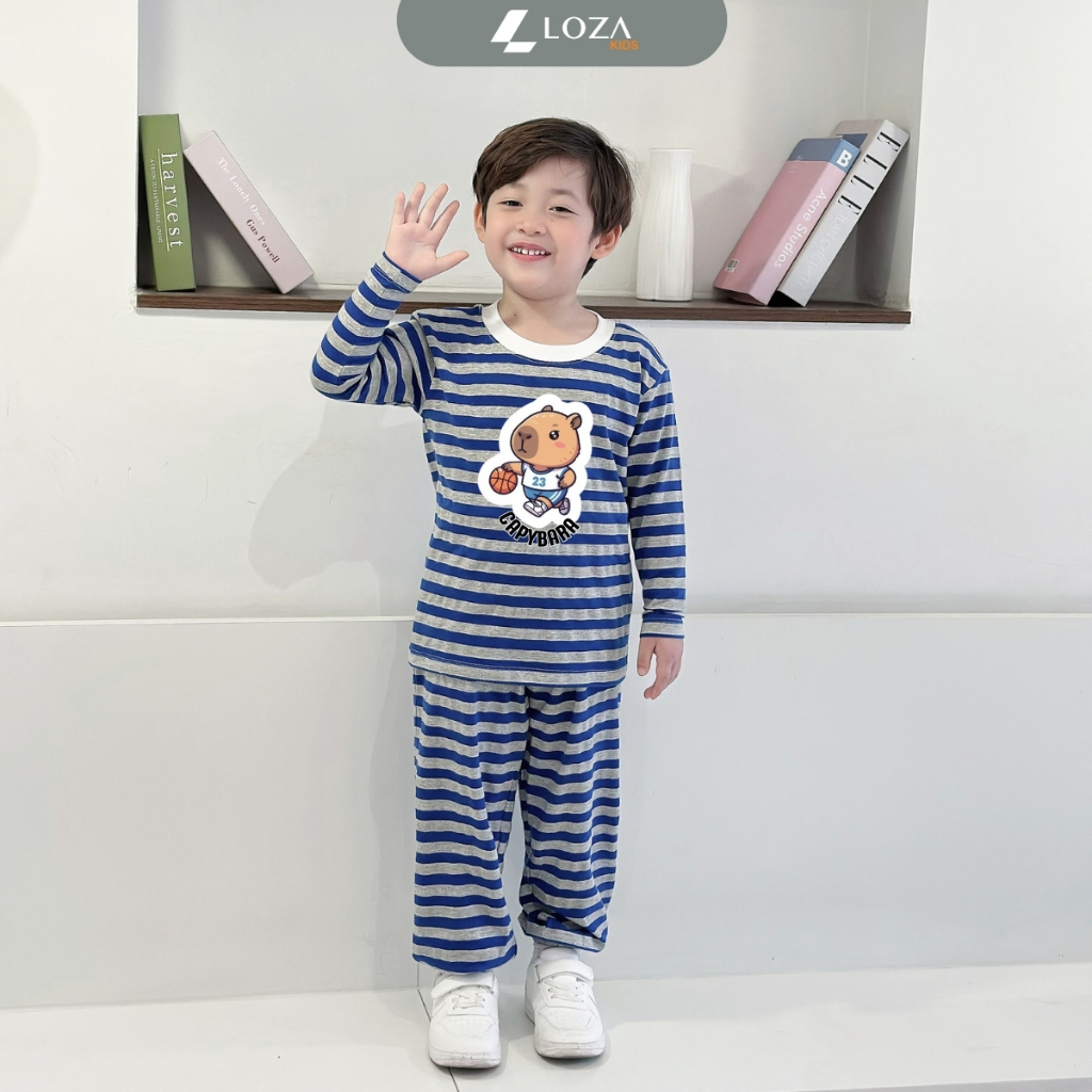 Bộ Thu - Đông kẻ bé trai in hình Capybara - Loza Kids TK552_thumbnail_3