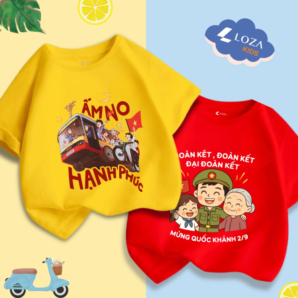 Áo phông cho bé in hình "Mừng Quốc Khánh mùng 2/9" - Loza Kids  AT003VN