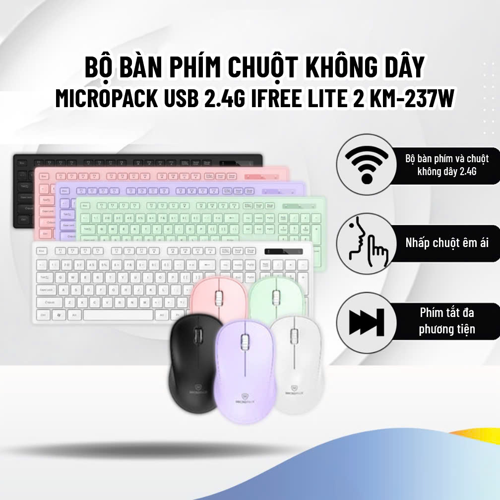 Bộ Bàn Phím Chuột Không Dây MicroPack iFREE LITE 2