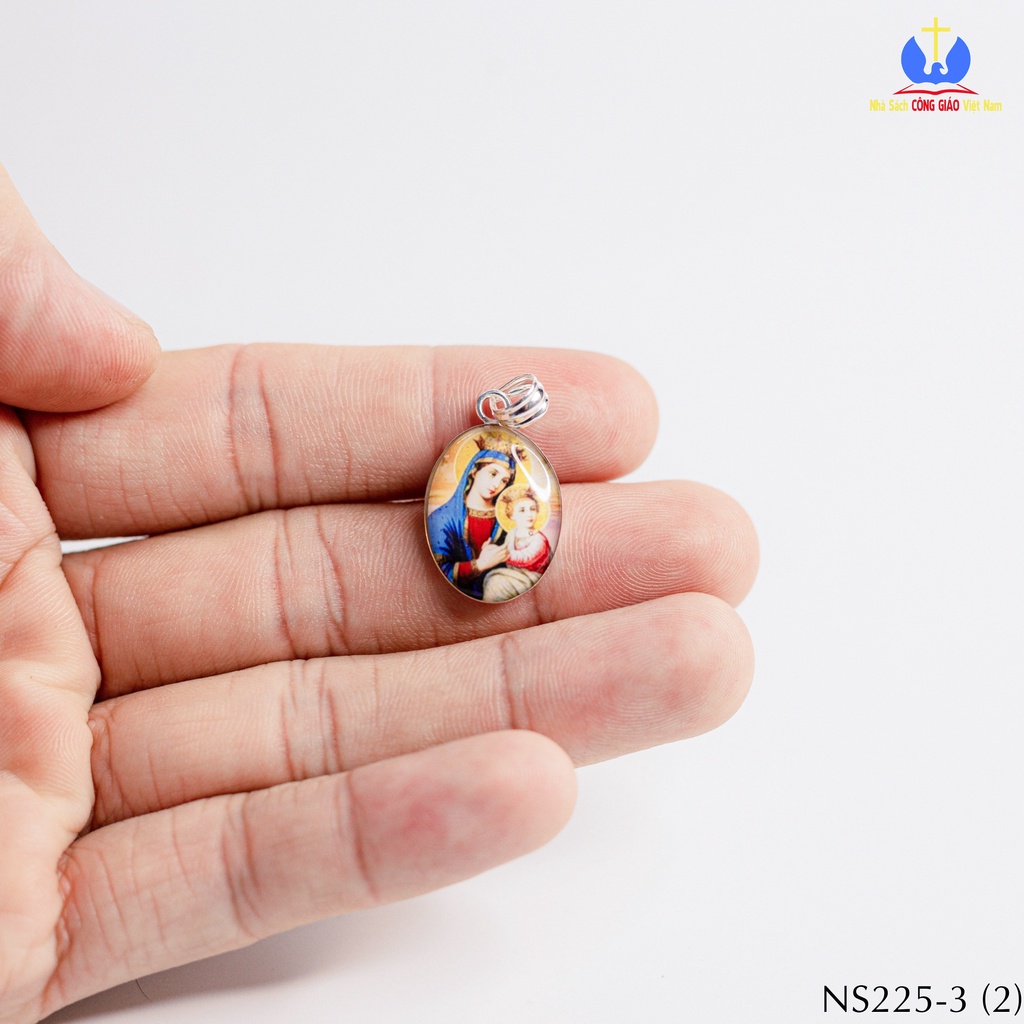 Mẫu ảnh bạc Đức Mẹ Maria - Mặt dây chuyền NS225-3 In hình theo yêu cầu - Quà tặng Công Giáo_thumbnail_2