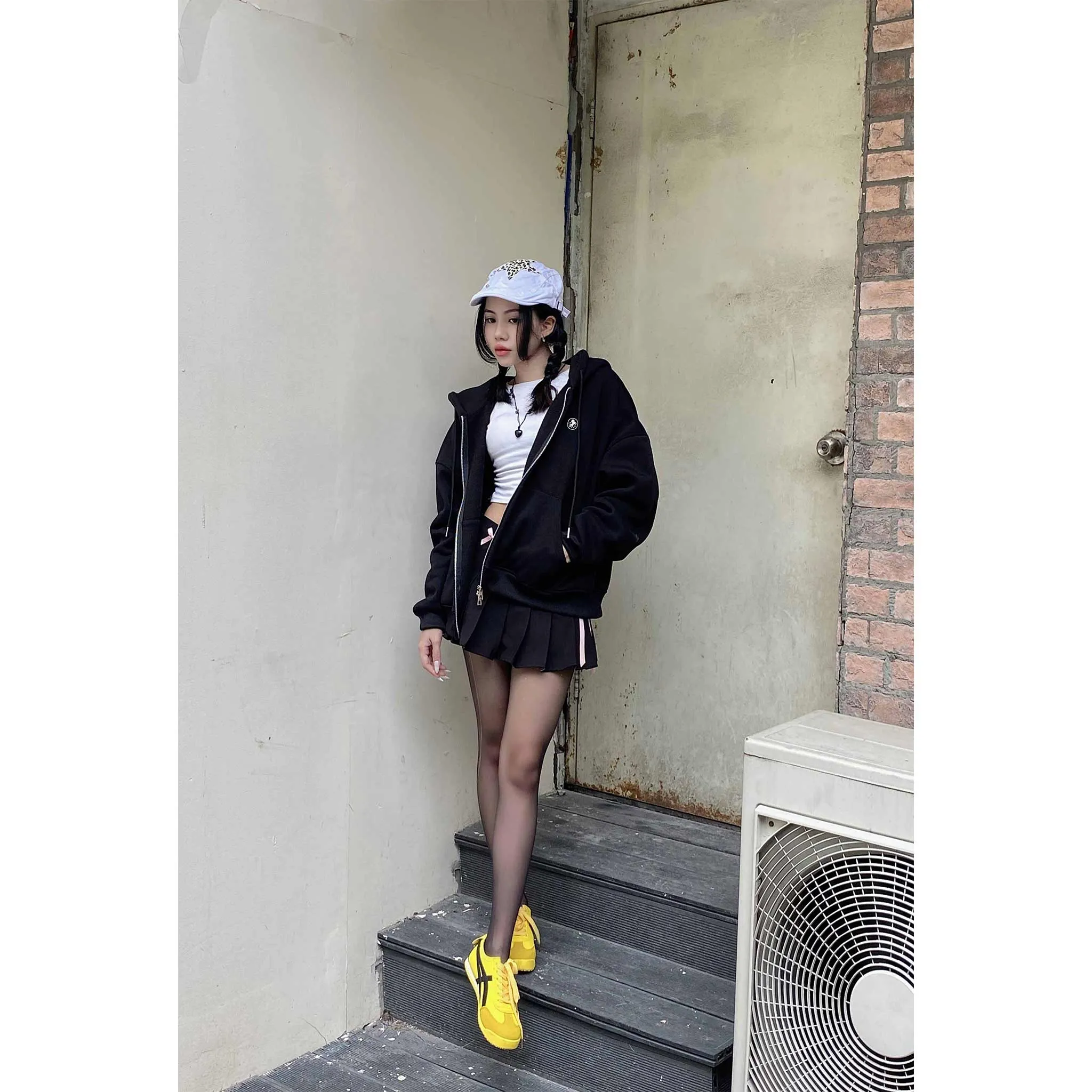 Áo hoodie zip form boxy basic dễ phối đồ 2581 Miucho vải nỉ bông cao cấp mềm mại thoáng mát_thumbnail_6