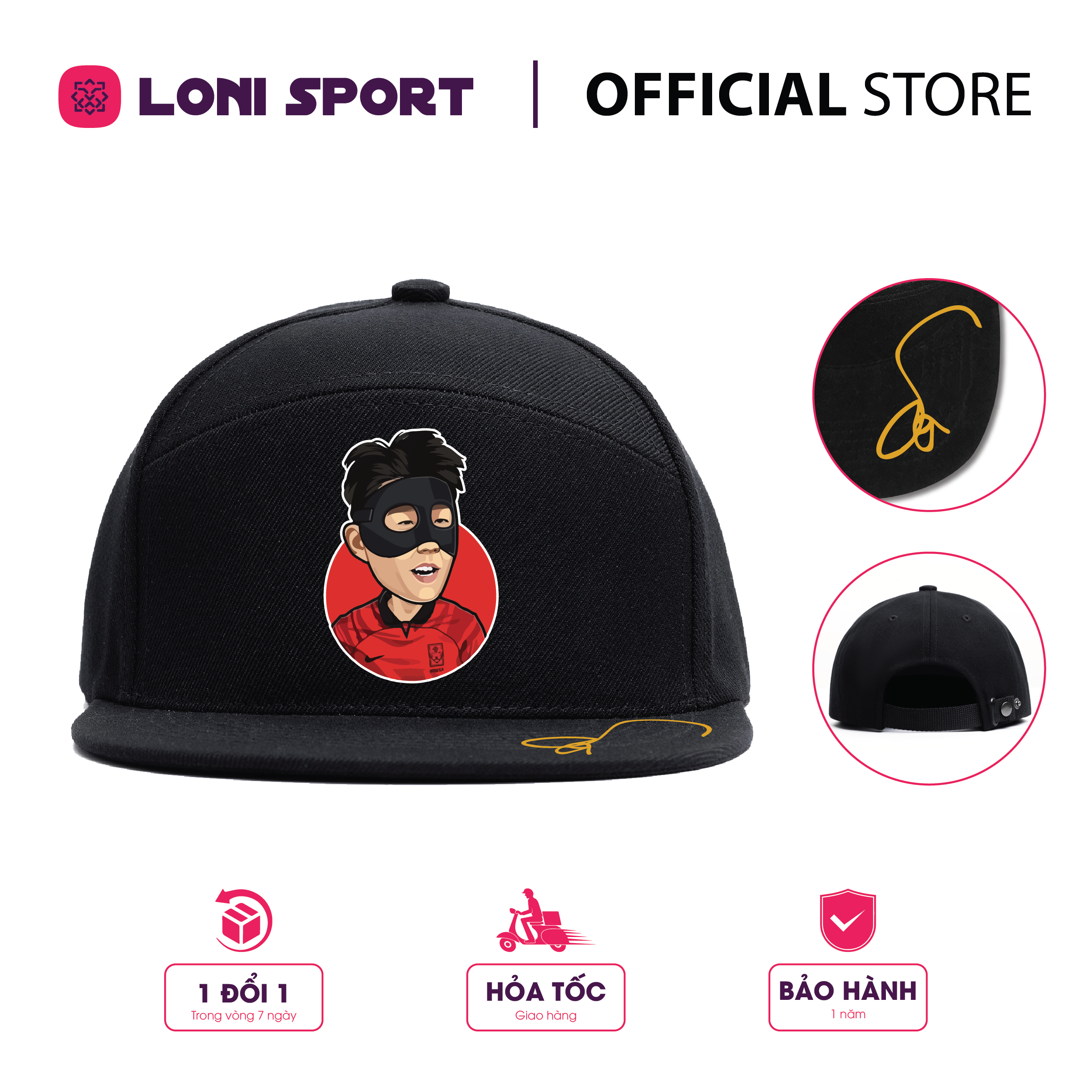 Nón Snapback khóa bấm kim loại - đen_thumbnail_2