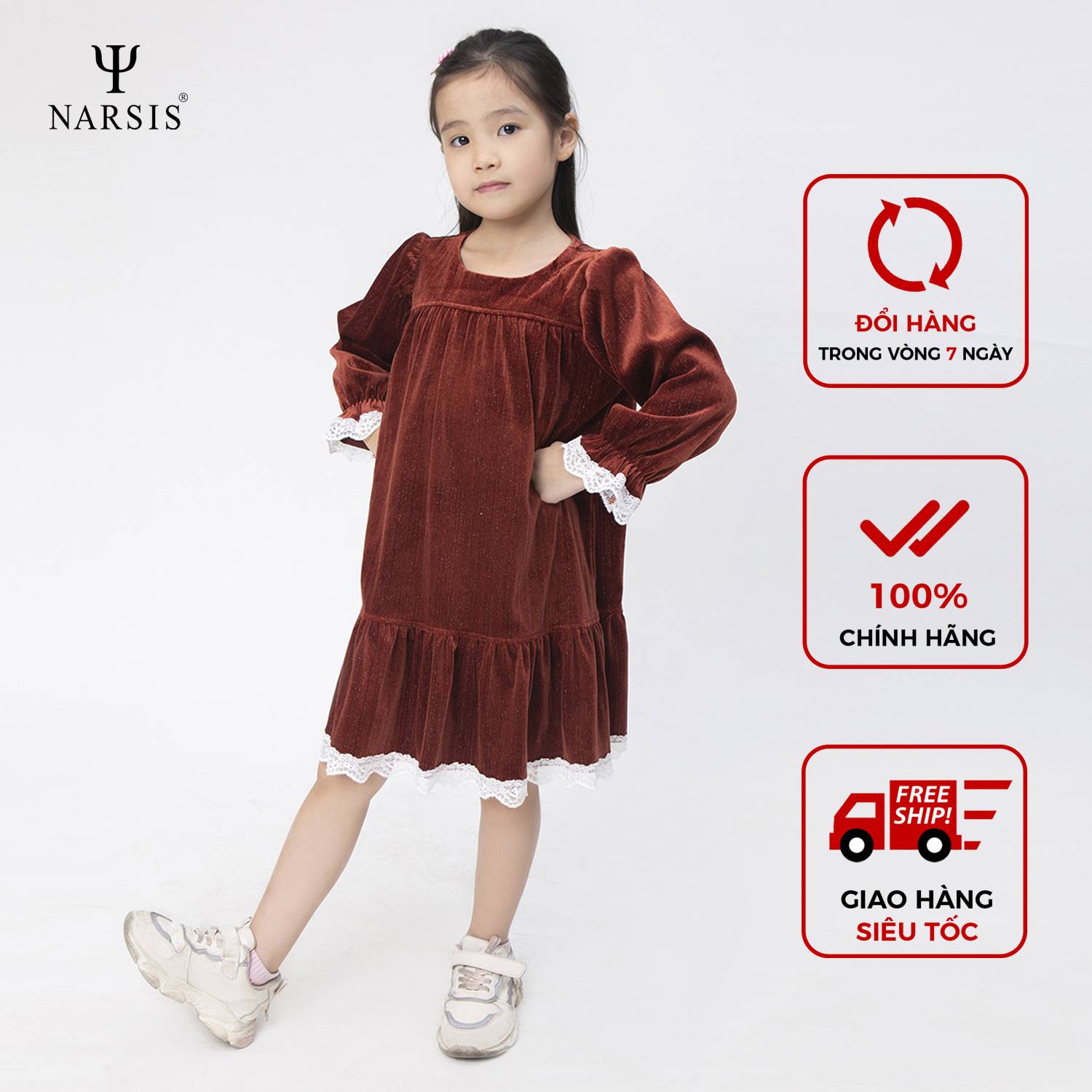 VÁY BÉ GÁI KB0021 NARSIS CHẤT LIỆU THOÁNG MÁT, DỄ CHỊU, THOẢI MÁI CẢ NGÀY, DỄ VẬN ĐỘNG