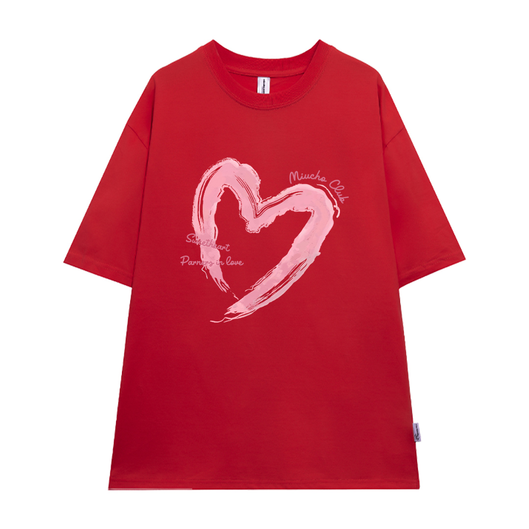 Áo thun cặp nam nữ trái tim form rộng 1941 Miucho cổ tròn vải 4c cotton 220gsm thoáng mát in mix_thumbnail_16