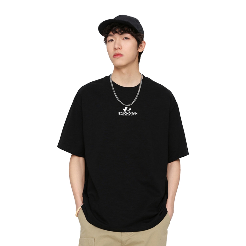 Áo thun nam form rộng ATD382 Miucho Man cotton cổ tròn in typography_thumbnail_4