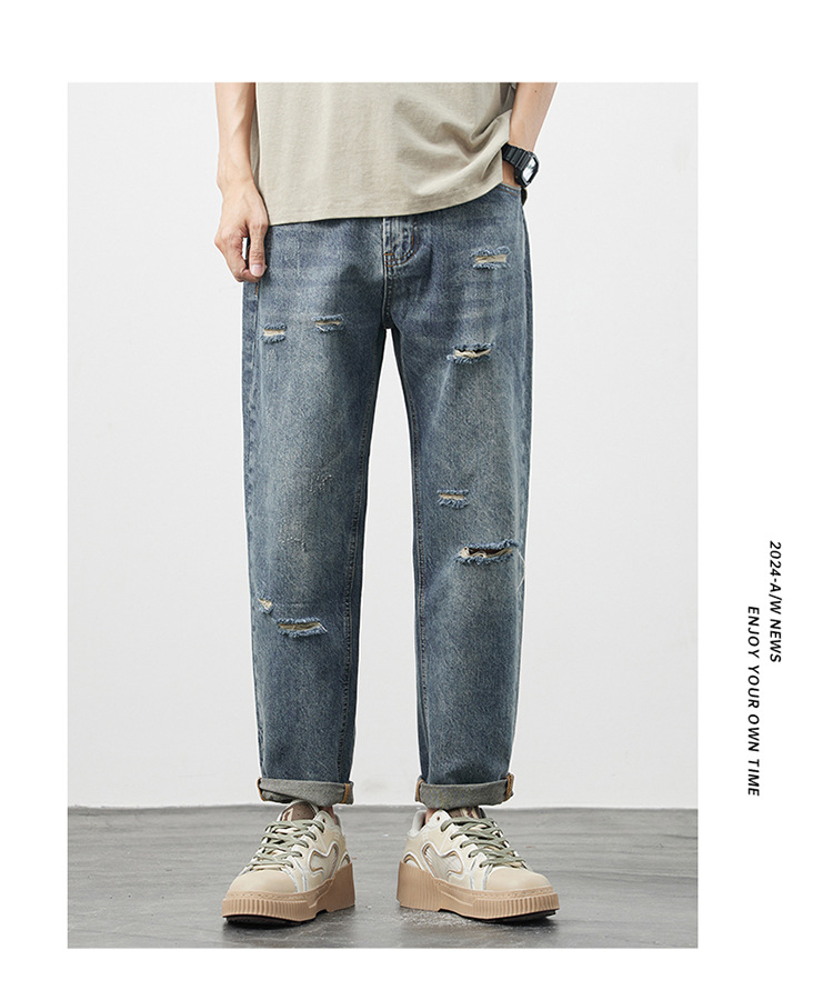 Quần Jeans Rách Phong Cách Retro Mỹ Nam Hợp Thời Trang Quần Ống Rộng Nam Mùa Thu2025Quần dài kiểu dáng mới_thumbnail_4