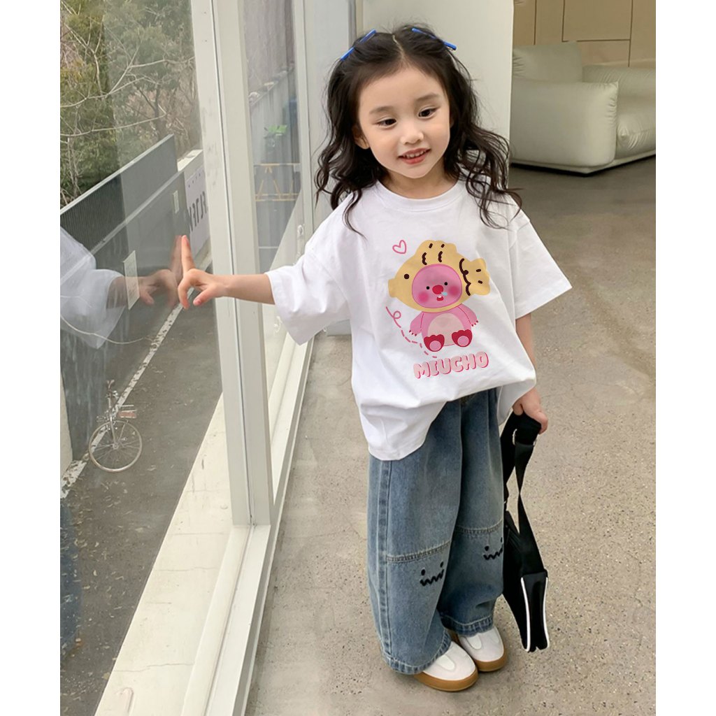 Áo thun Loopy cho bé gái 100% vải cotton thoáng mát basic AED649 Miucho Kid_thumbnail_4