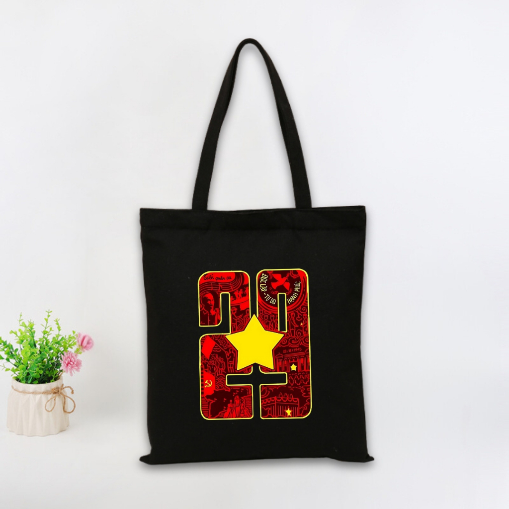 Túi tote vải canvas hình Quốc Khánh Việt Nam có khoá kéo, ngăn phụ - 𝐖𝐞 𝐓𝐞𝐞 TOTE05_thumbnail_5