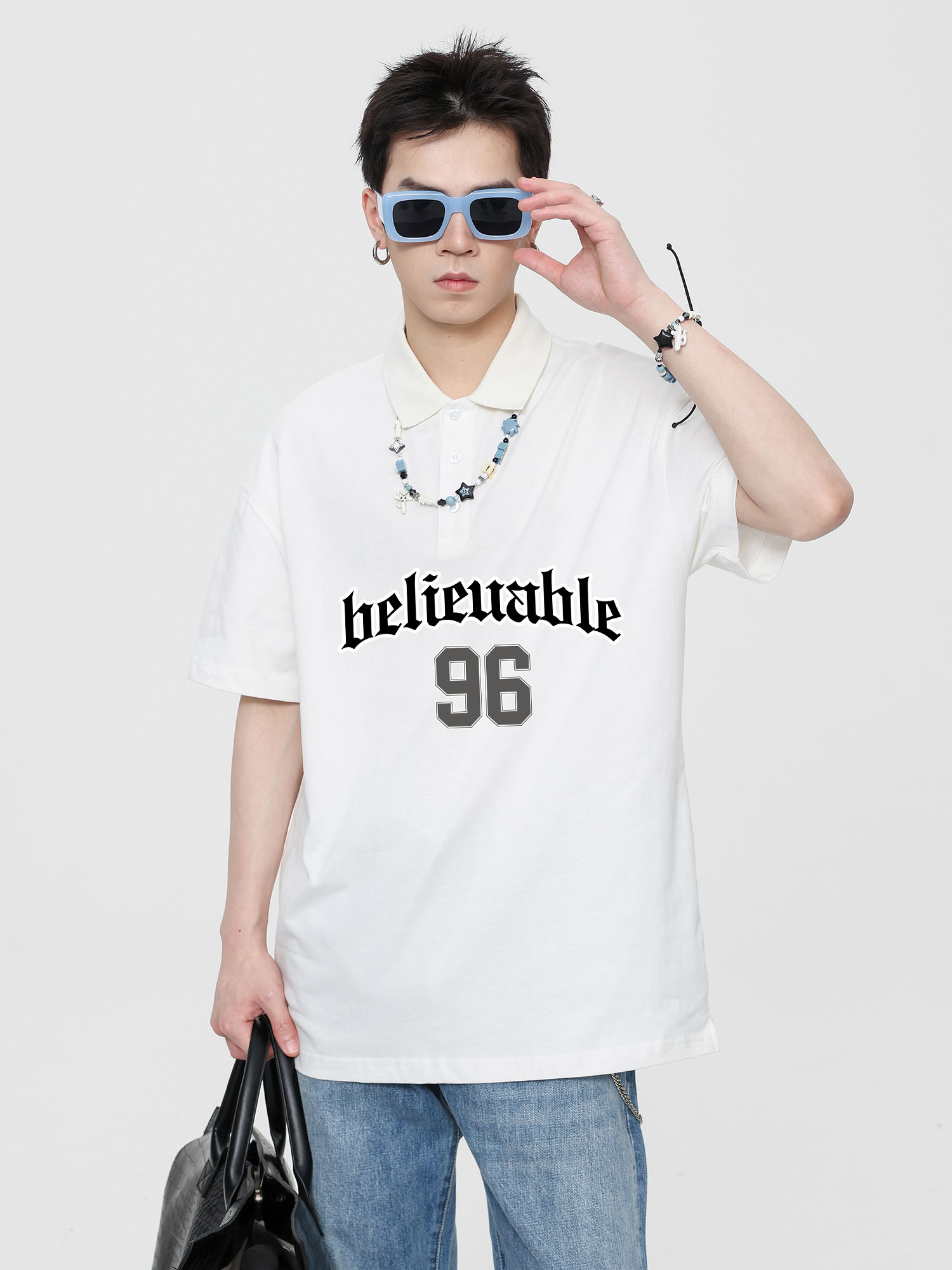 Áo polo nam form rộng đẹp PLD177 Miucho Man tay lỡ vải cotton mềm mại cho nam Typography_thumbnail_2