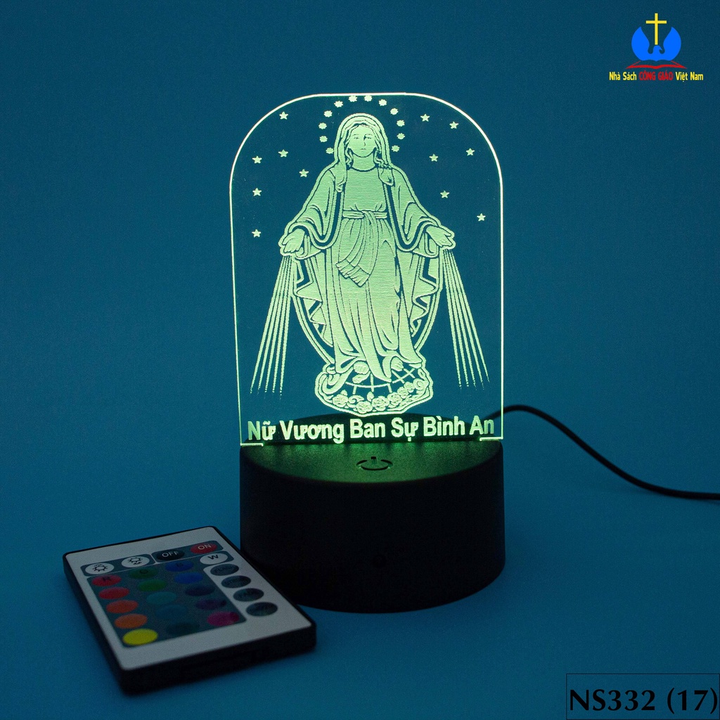 Đèn Led 3D nhiều màu để bàn mẫu Đức Mẹ Ban Ơn Maria khắc tên theo yêu cầu trang trí phòng, xe, quà tặng Công Giáo NS332_thumbnail_7