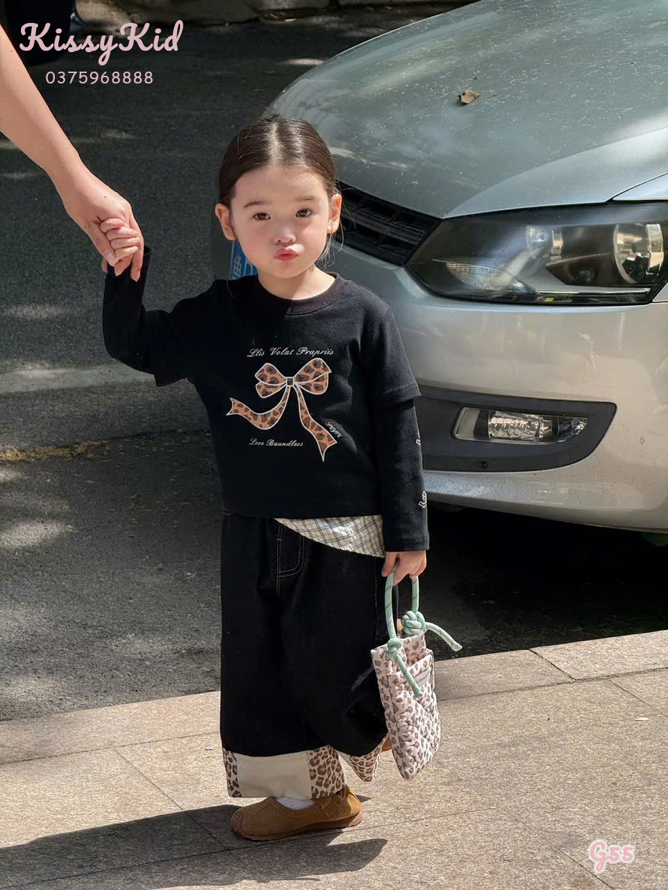 (G55) Áo thun mỏng màu đen họa tiết nơ Suyou_thumbnail_0