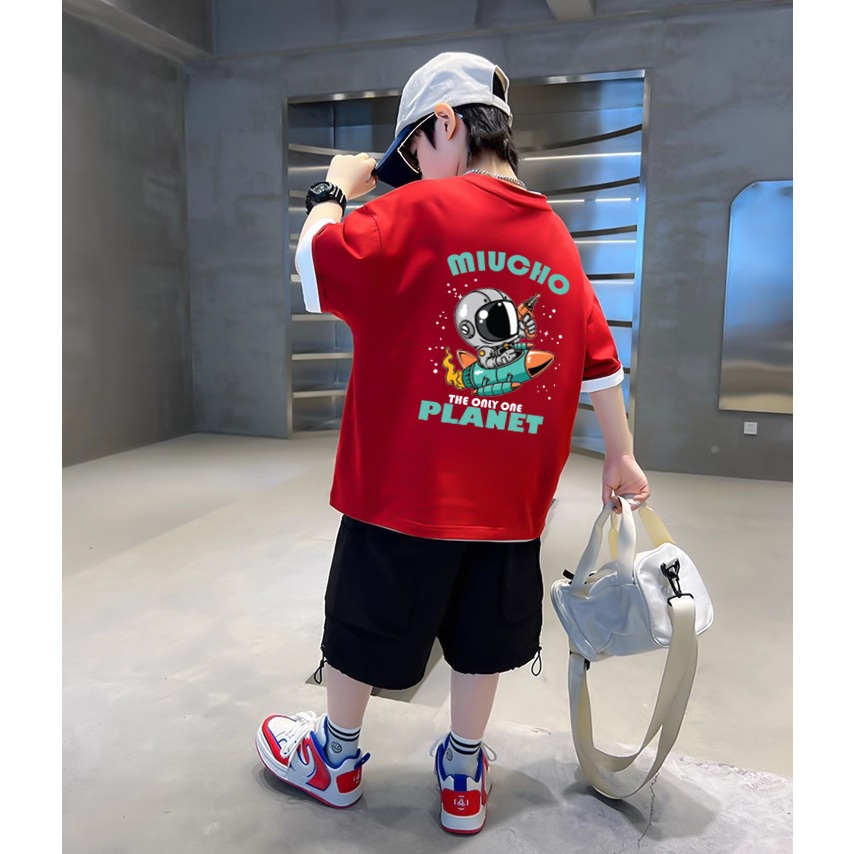 Áo thun bé trai form rộng AED665 Miucho Kid 100% vải cotton thoáng mát basic_thumbnail_3