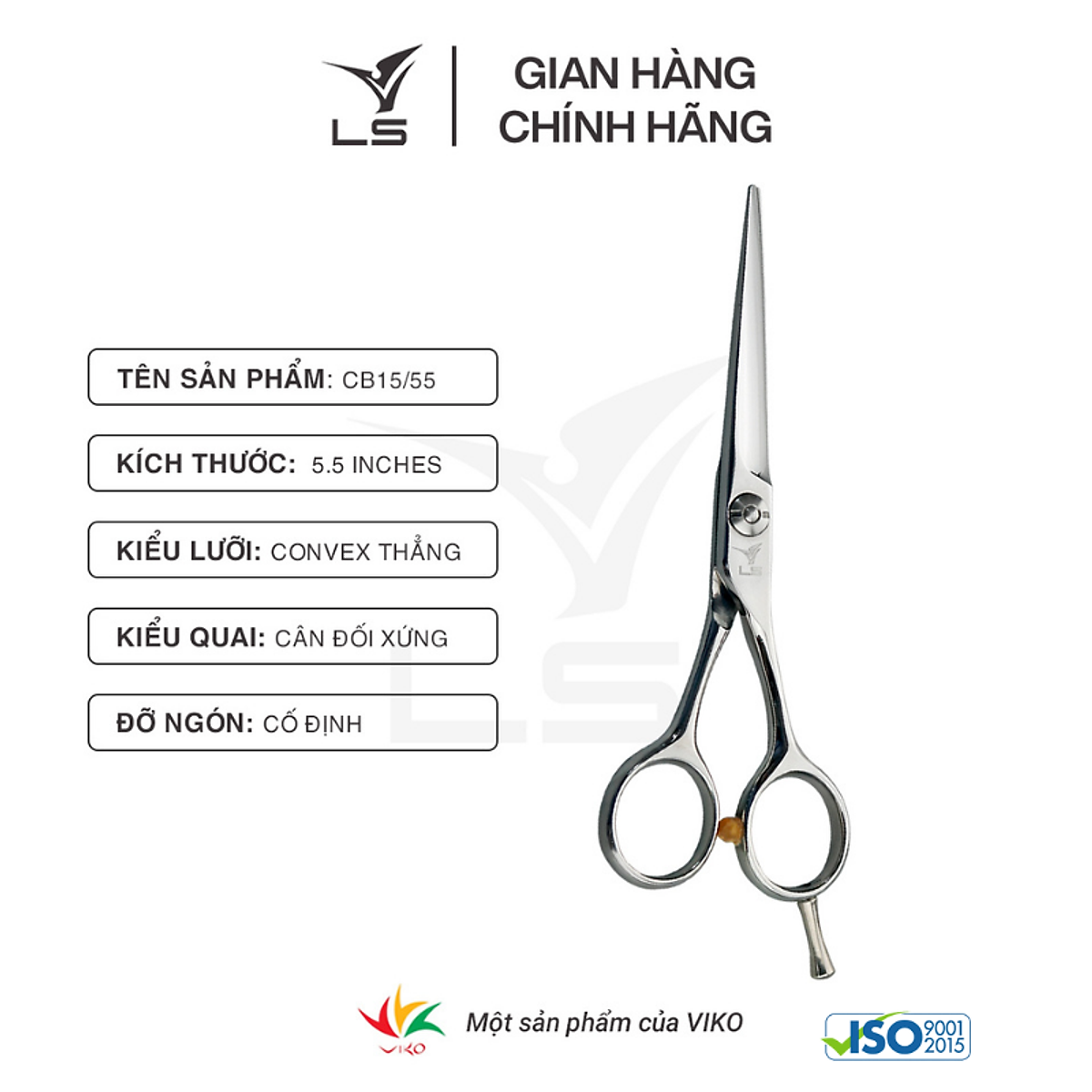 Kéo cắt tóc Viko LS CB1555 size kéo 5.5 inches(tay phải) - bảo hành 2 năm_thumbnail_1