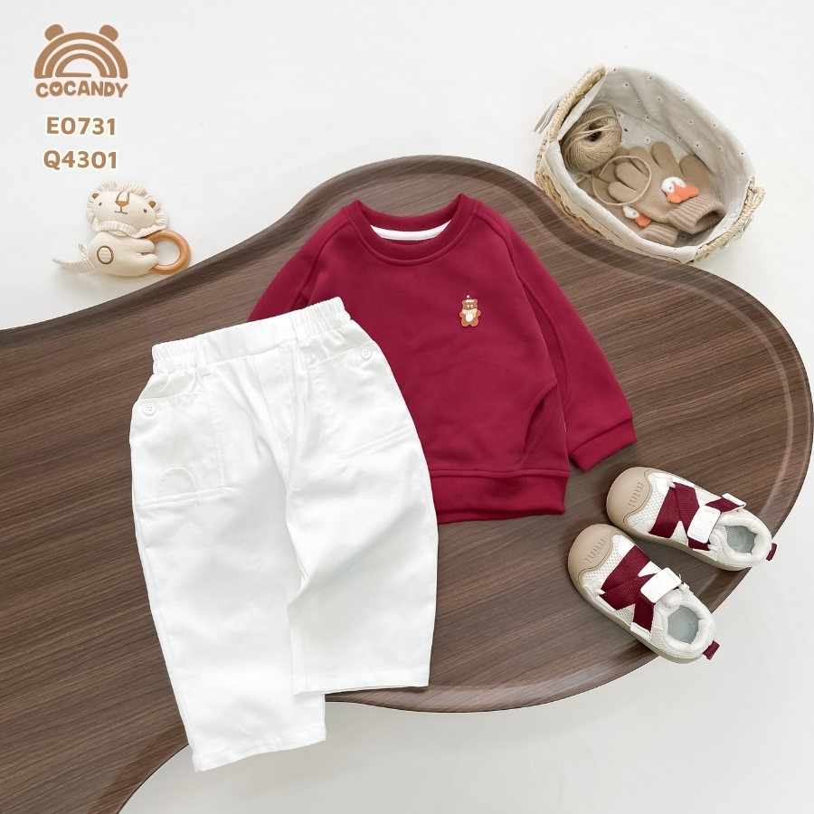 Quần dài kaki TRẮNG túi viền cong