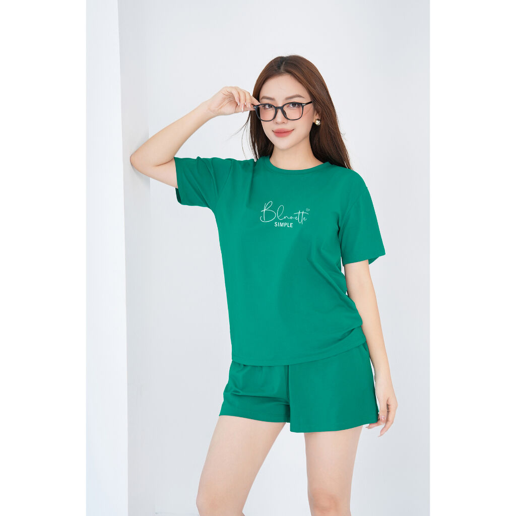[Form Rộng] Set đồ nữ (áo thun + quần đùi) in chữ Simpliafy - Bộ đồ nữ đi chơi/mặc nhà cotton 4 chiều - LOZA G0052_thumbnail_4