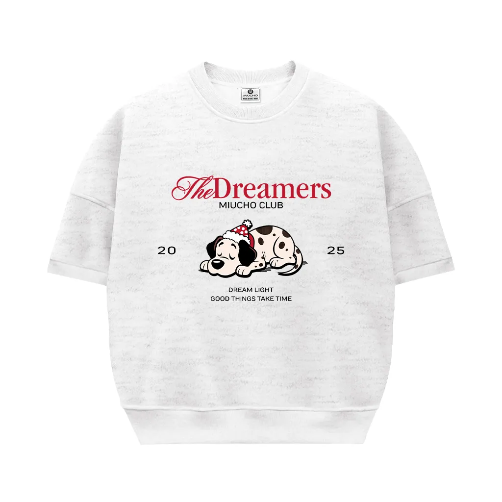 Áo sweater tay ngắn form boxy hình cún dễ thương 2598 Miucho chất vải nỉ 2 da cao cấp thoáng mát in mix_thumbnail_0