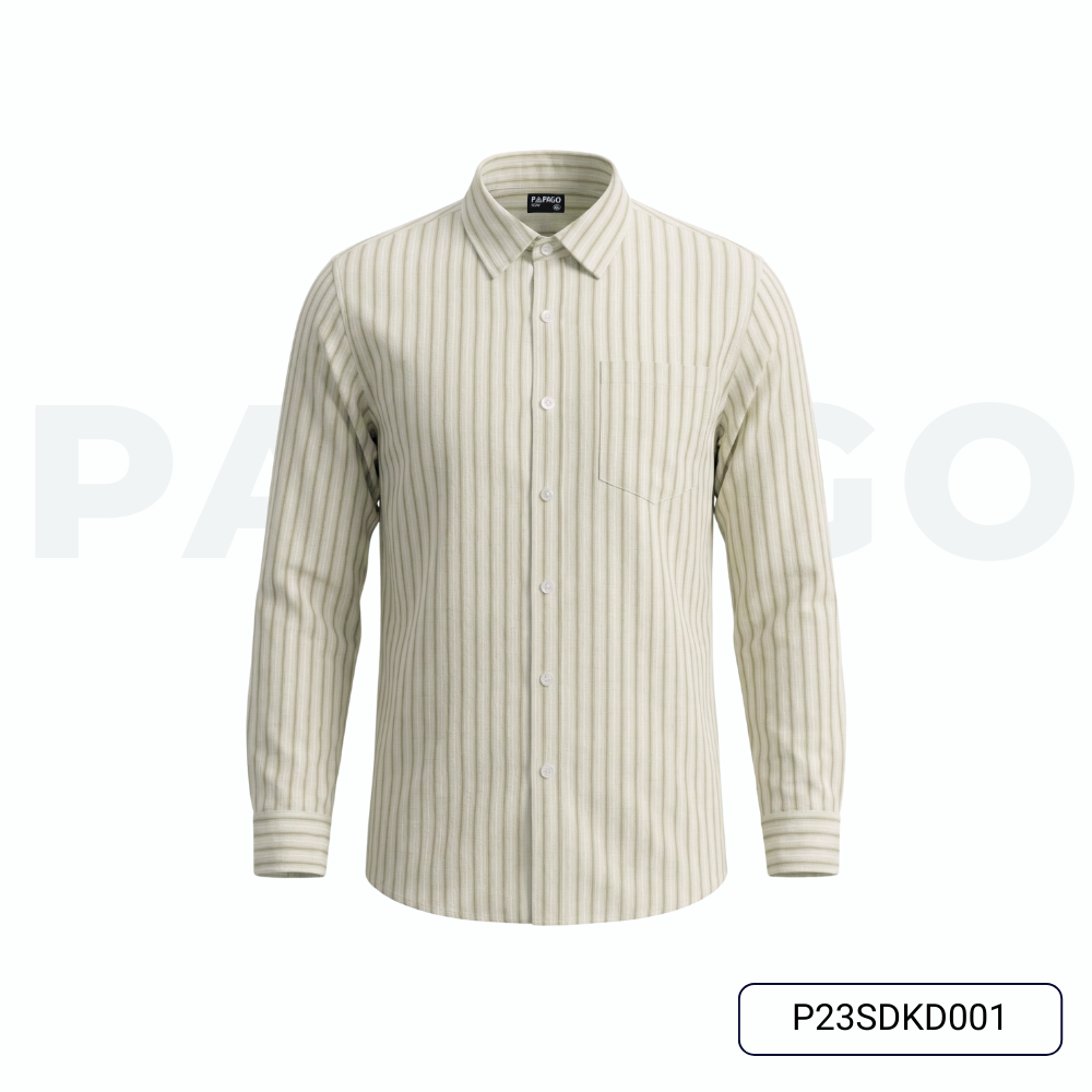 Áo sơ mi nam trung niên PAPAGO tay dài lai bầu vải xô đũi kẻ dọc - P23SDKD001_thumbnail_7