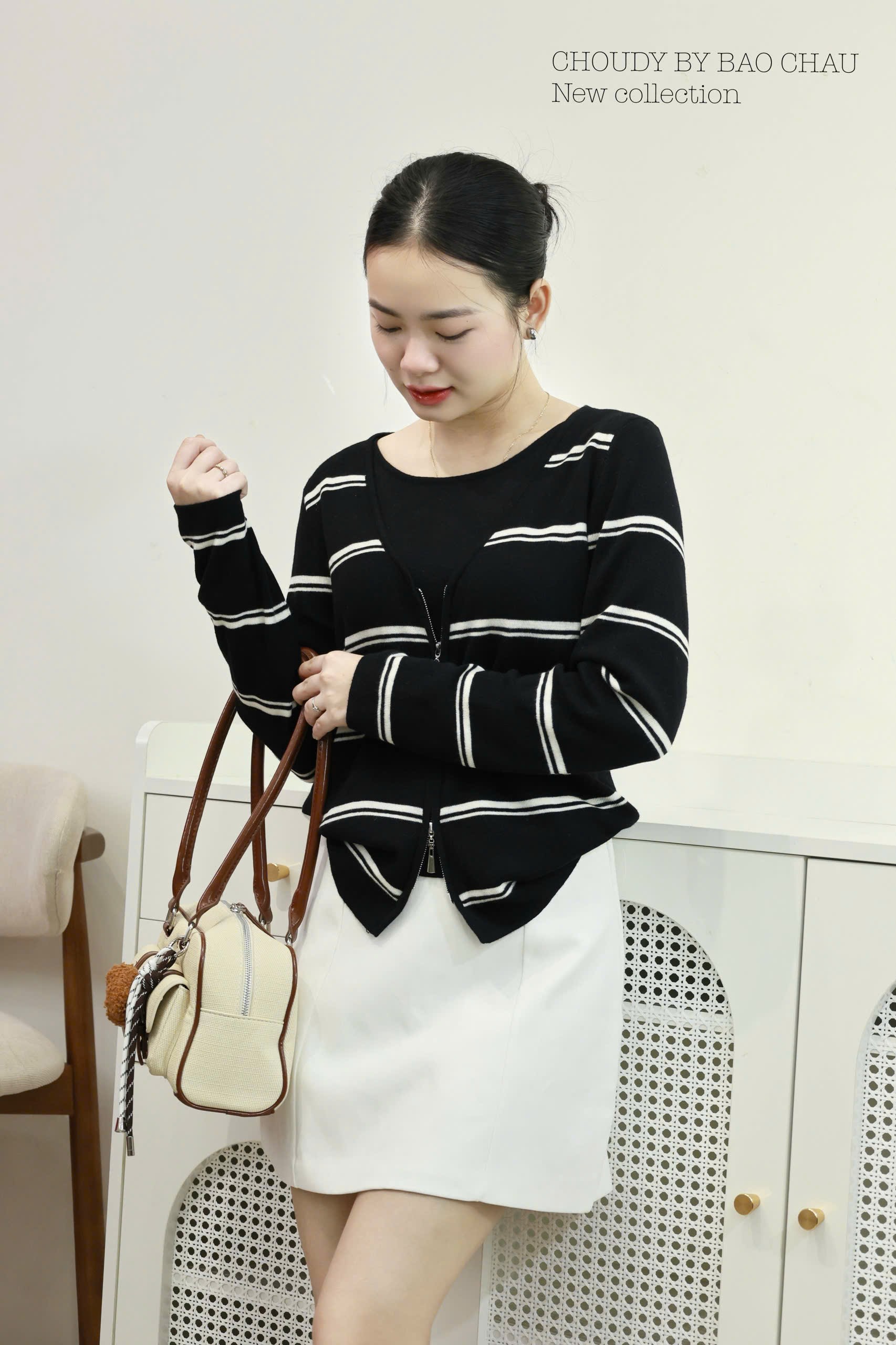 SALE A627 ÁO DỆT KIM TAY DÀI ĐEN_thumbnail_5