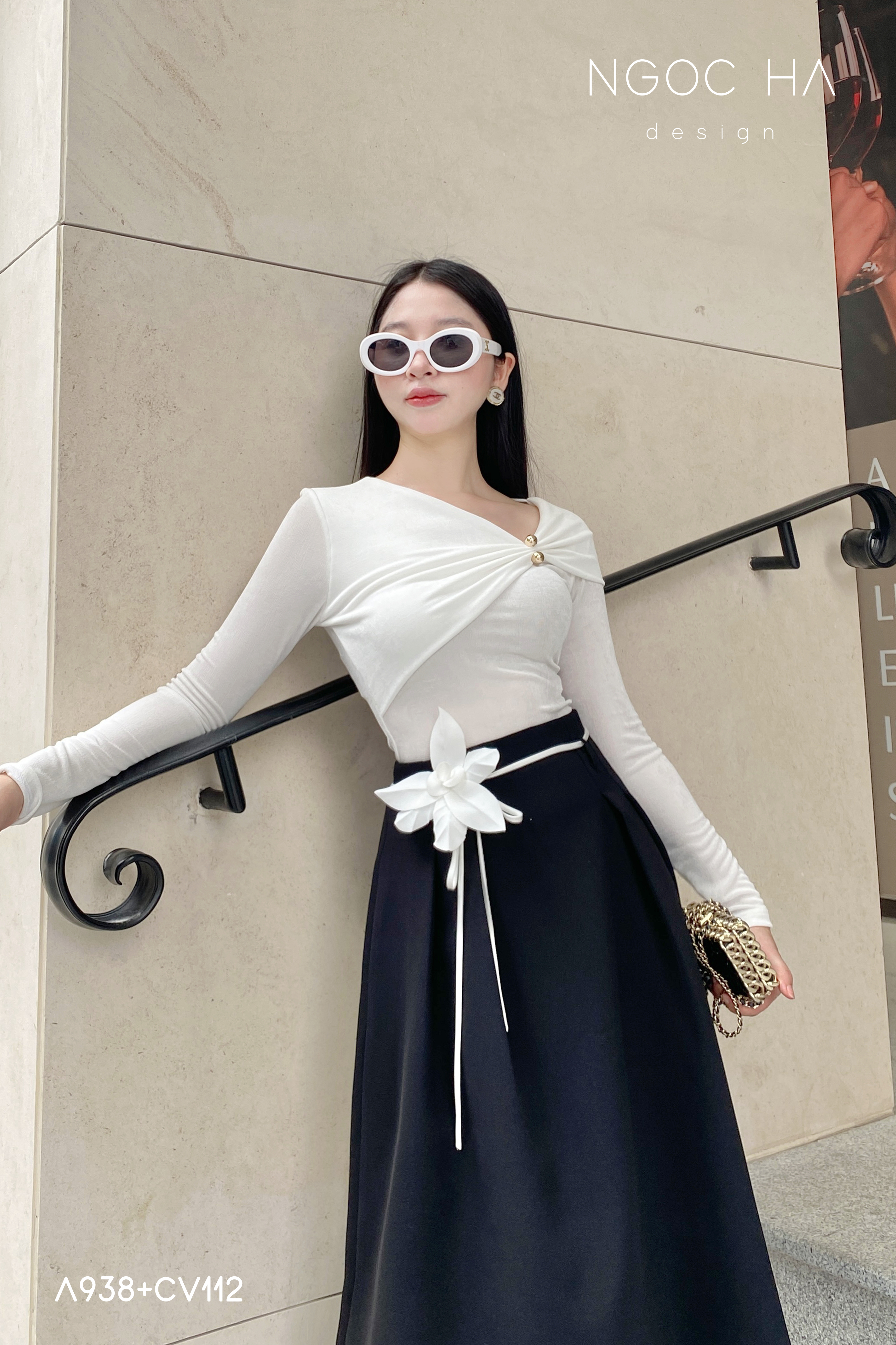 Belle Top_ Áo Thun Nhún Lệch Cổ Dài Tay A938_thumbnail_6