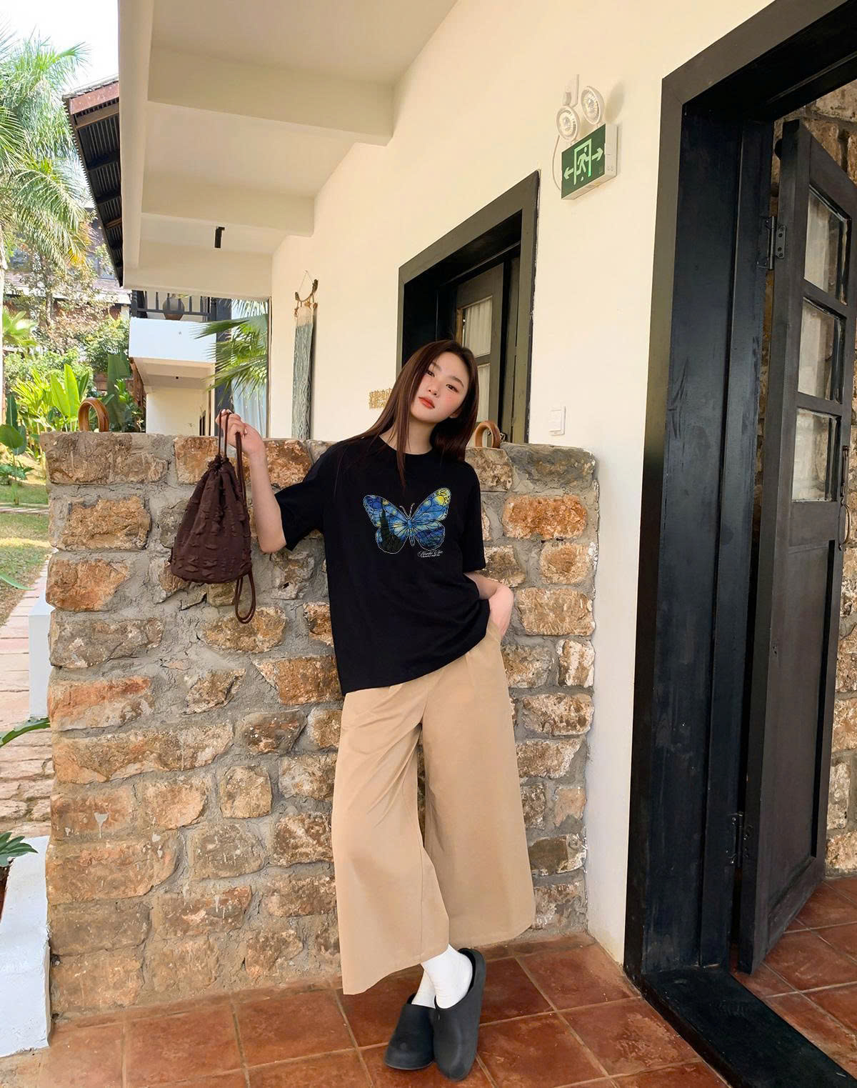 Áo thun nữ form vừa regular hình bướm ARD2342 Miucho vải cotton thoáng mát mềm mại co giãn_thumbnail_5