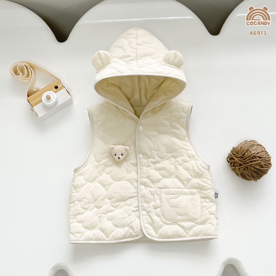 Áo gile BE viền BE có mũ tai gấu