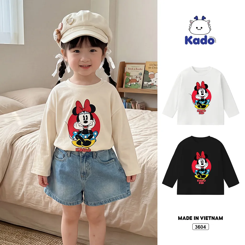 Áo thun bé gái tay dài Chuột Miinnie Kado 3604
