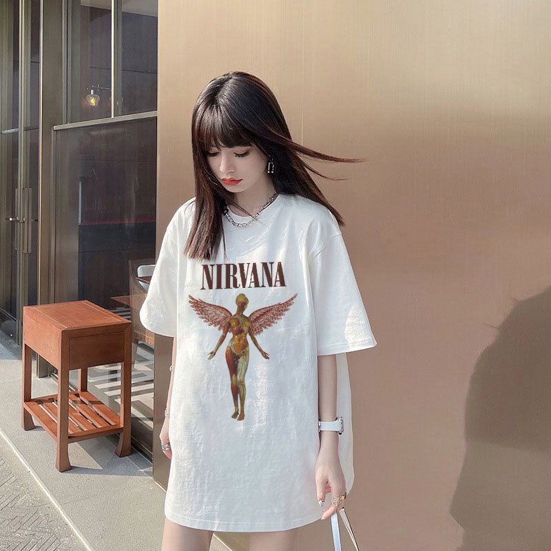 Áo thun nirvana form rộng đẹp tay lỡ oversize, áo thun nirvana form rộng tay lỡ hàn quốc cotton AT147 Miucho in logo_thumbnail_3