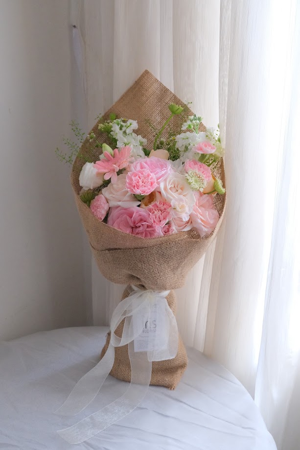 Bó hoa vải bố - Tone Cam hồng - Size S_thumbnail_4