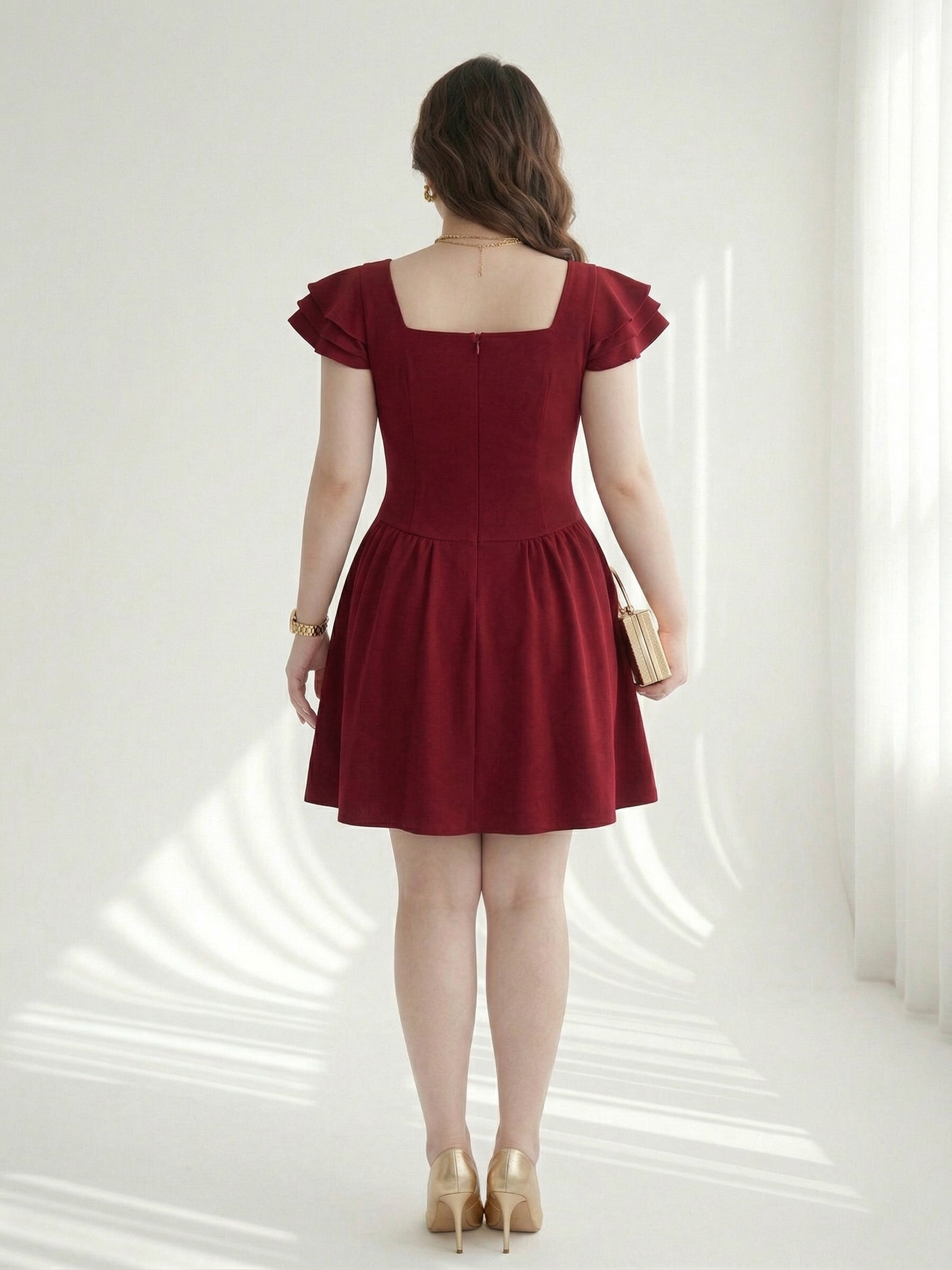 BIGSIZE - Đầm kiểu tay cánh tiên V- DA191_thumbnail_3