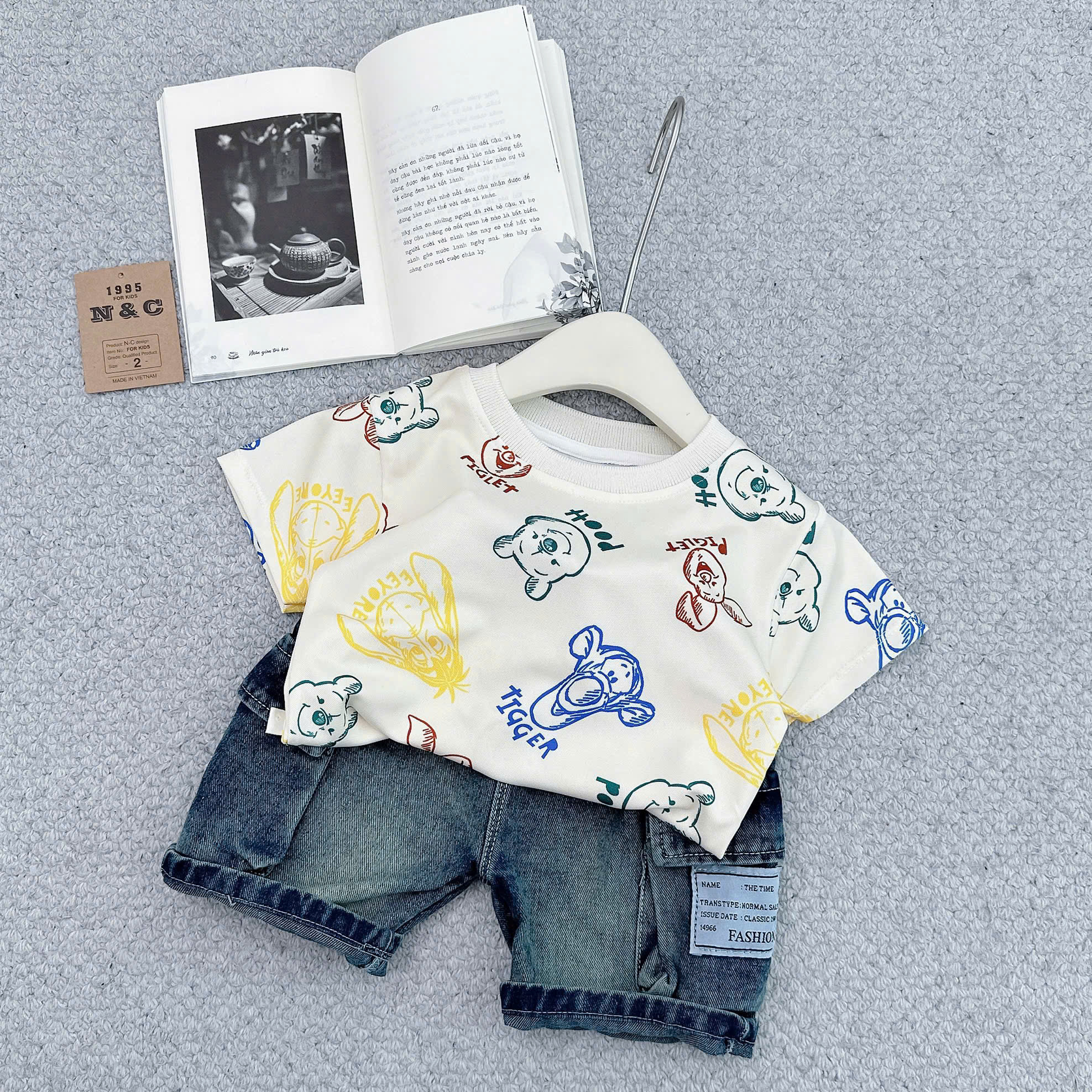 H68 BỘ CỘC QUẦN BÒ HOẠT HÌNH 1 MÀU - A116.752