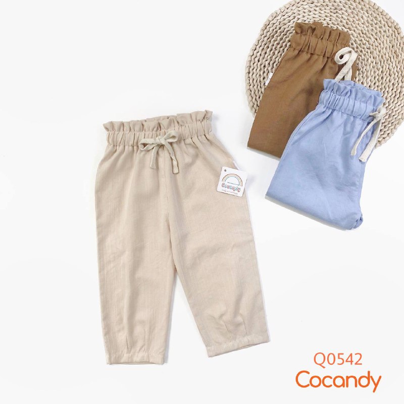 Quần dài BE NHẠT trơn cạp bèo dây rút _thumbnail_0