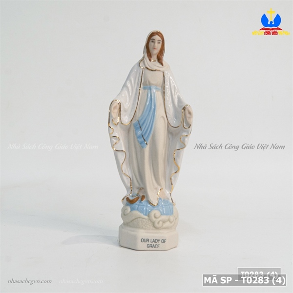 Tượng sứ Đức Mẹ Ban Ơn 15cm Trắng ✔_thumbnail_4