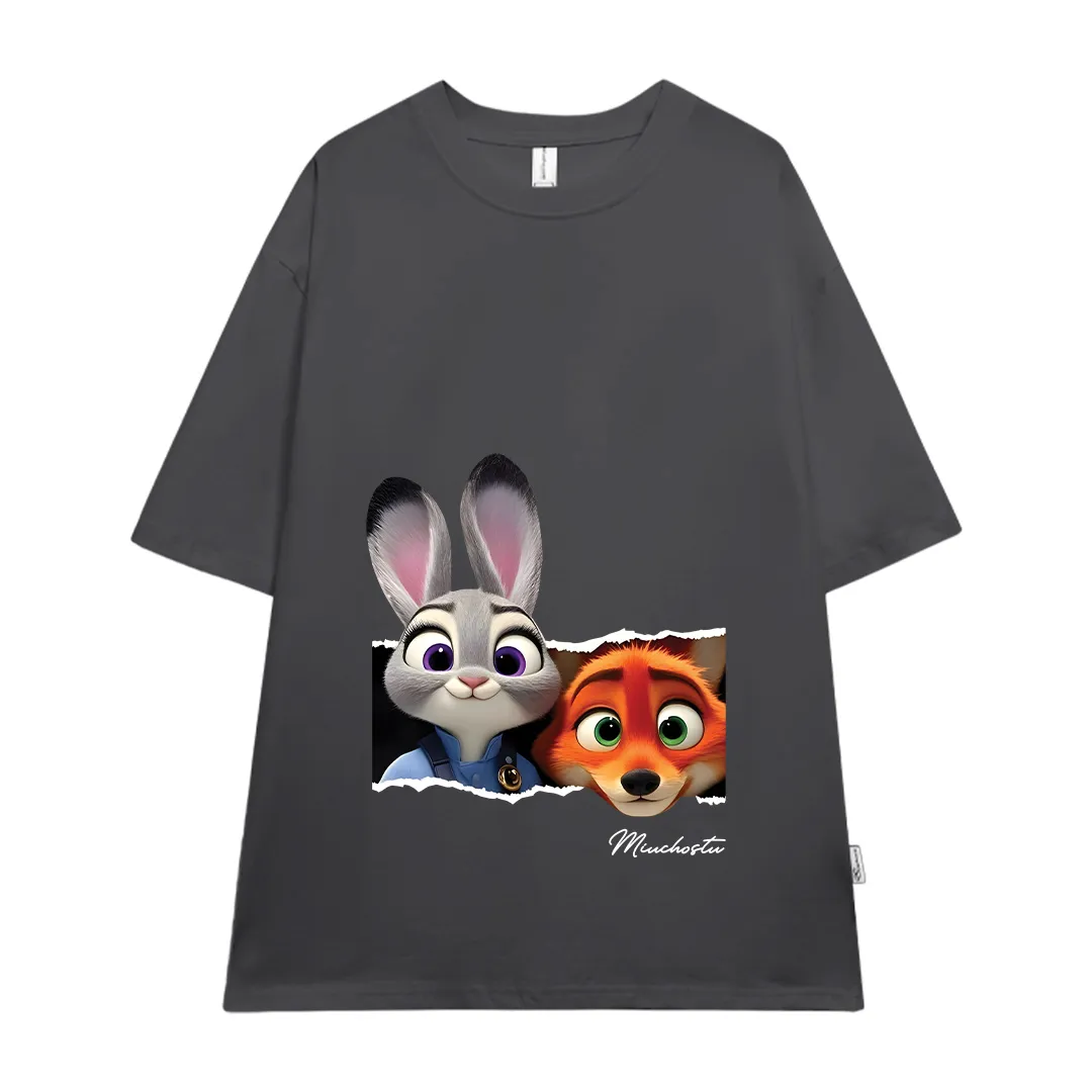 Áo thun couple form rộng Miucho vải cotton thoáng mát dày dặn hoạt hình Zootopia 2813_thumbnail_13