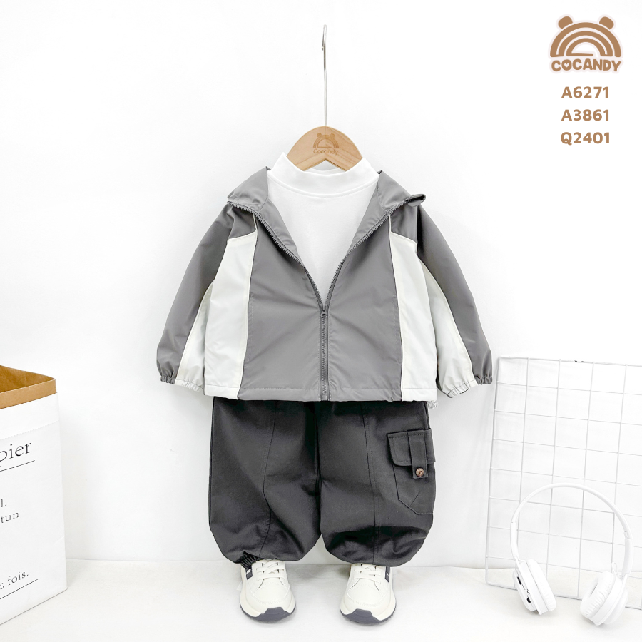 Áo khoác GHI phối BE lót lông_thumbnail_0