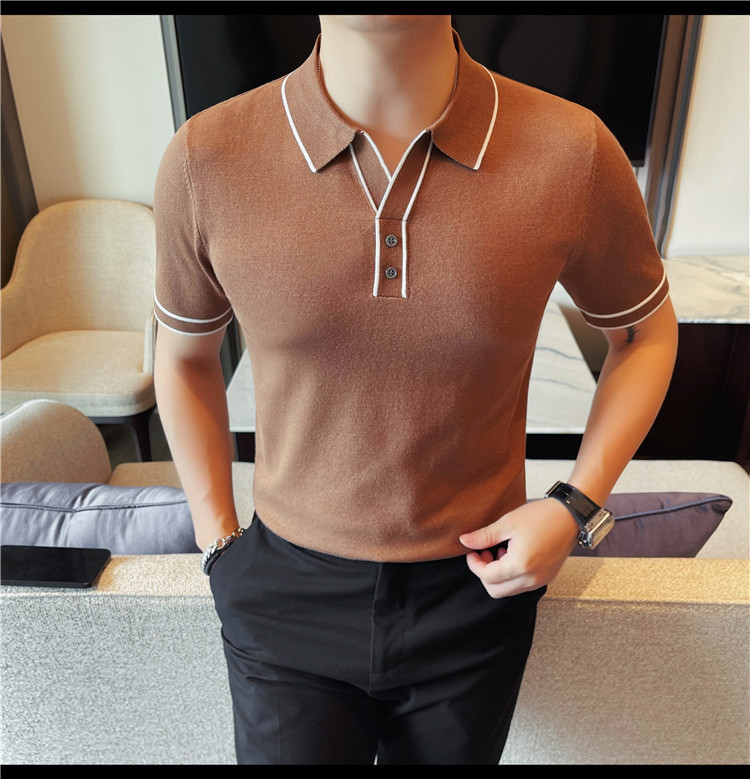 PA45 – Áo polo nam lụa lạnh viền màu tương phản Douyin_thumbnail_8