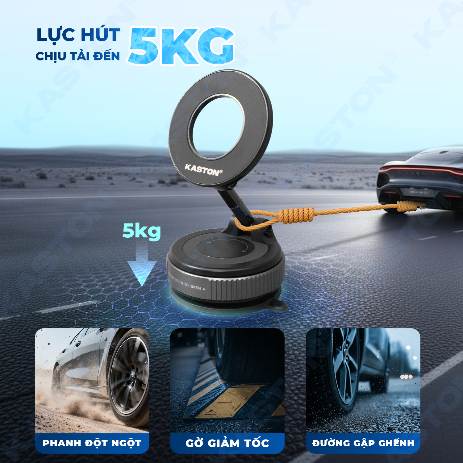 [New] Giá đỡ điện thoại ô tô Kaston - K009 - Keo nano siêu bám - Từ tính hít chân không, xoay 360° gấp gọn đa năng_thumbnail_3