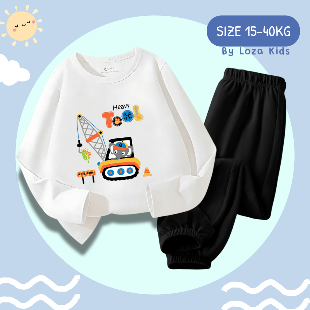 Bộ Thu - Đông bé trai in hình máy cần cẩu - Loza Kids BW466_thumbnail_4