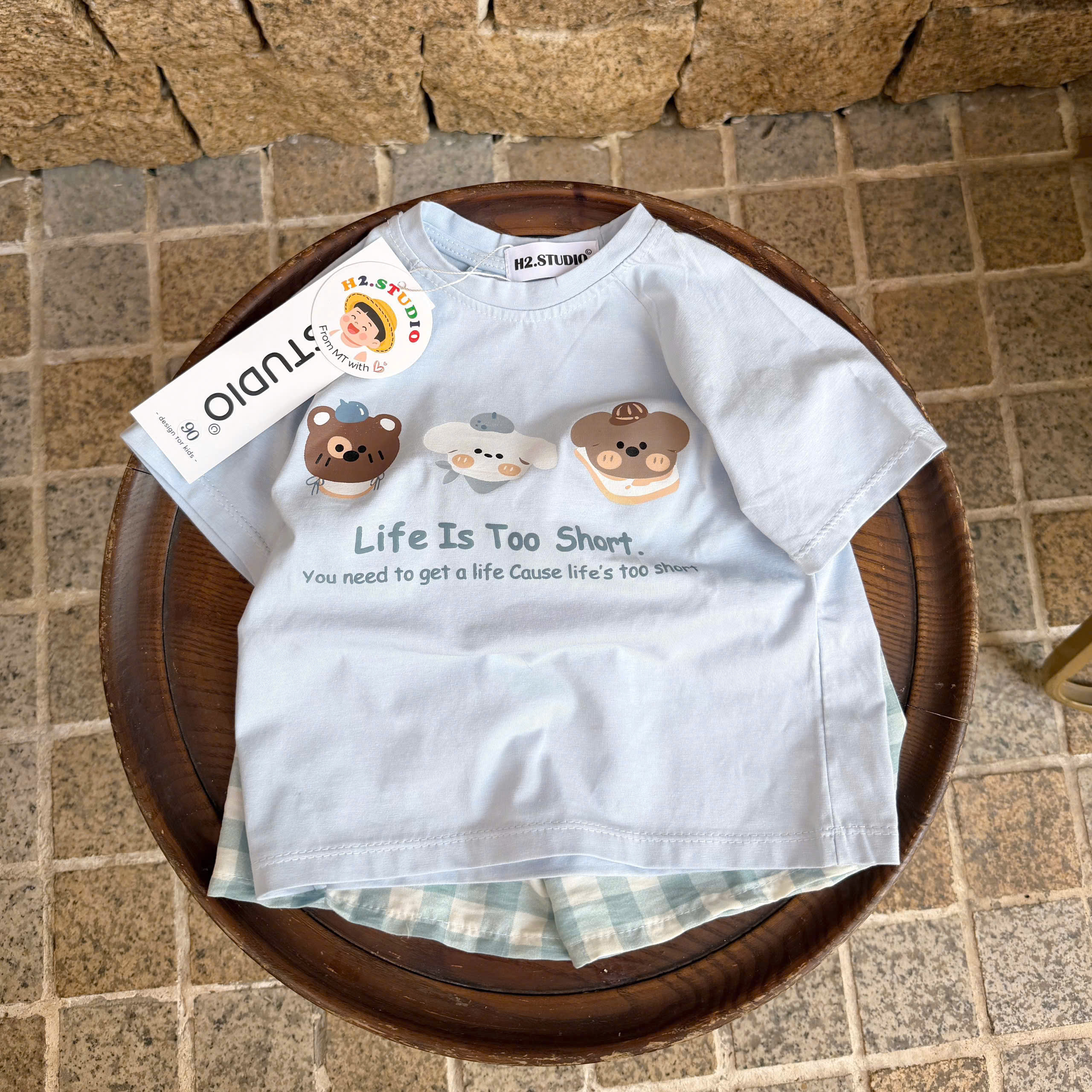 HE27 Set áo bé in hình + quần ( XANH TRỜI )