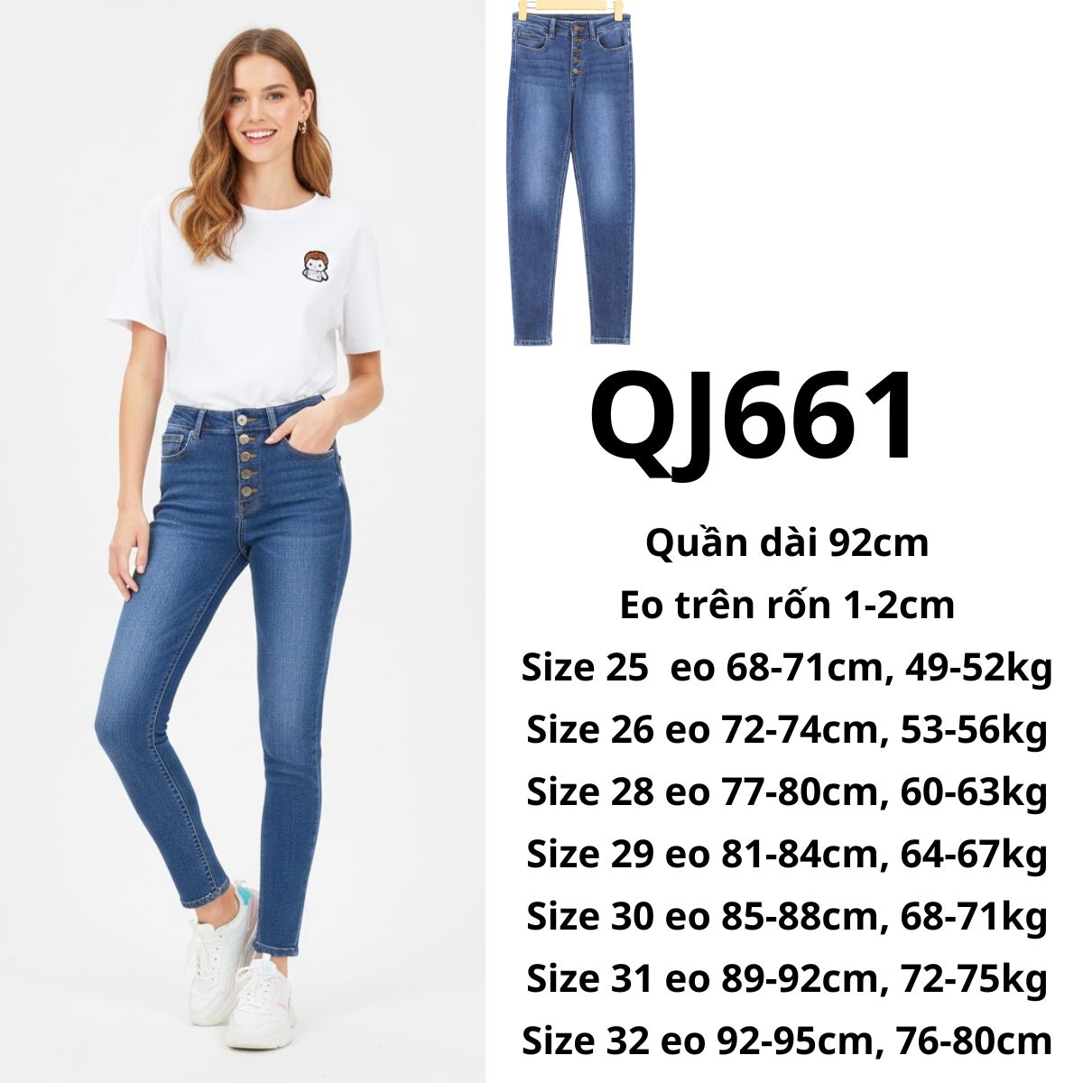 QJ661 Quần jeans ống ôm- 5 nút
