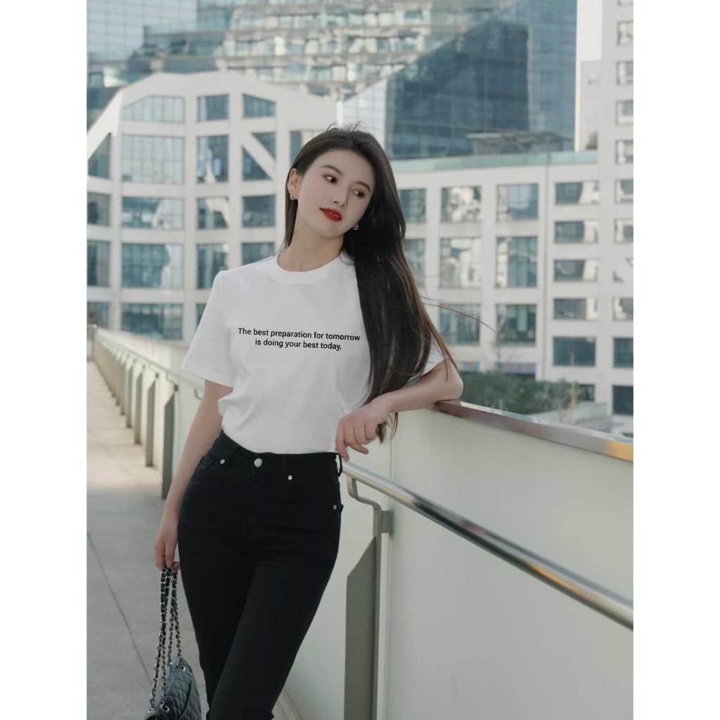 Áo thun nữ form vừa regular ARD542 Miucho Chic cotton cổ tròn in typography_thumbnail_2