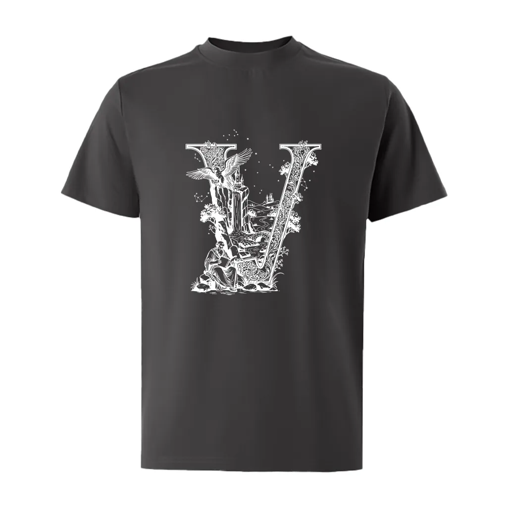 Áo thun nam form rộng Miucho Iconic cotton thoáng mát dày dặn chữ V nghệ thuật nhiều màu 2767_thumbnail_11