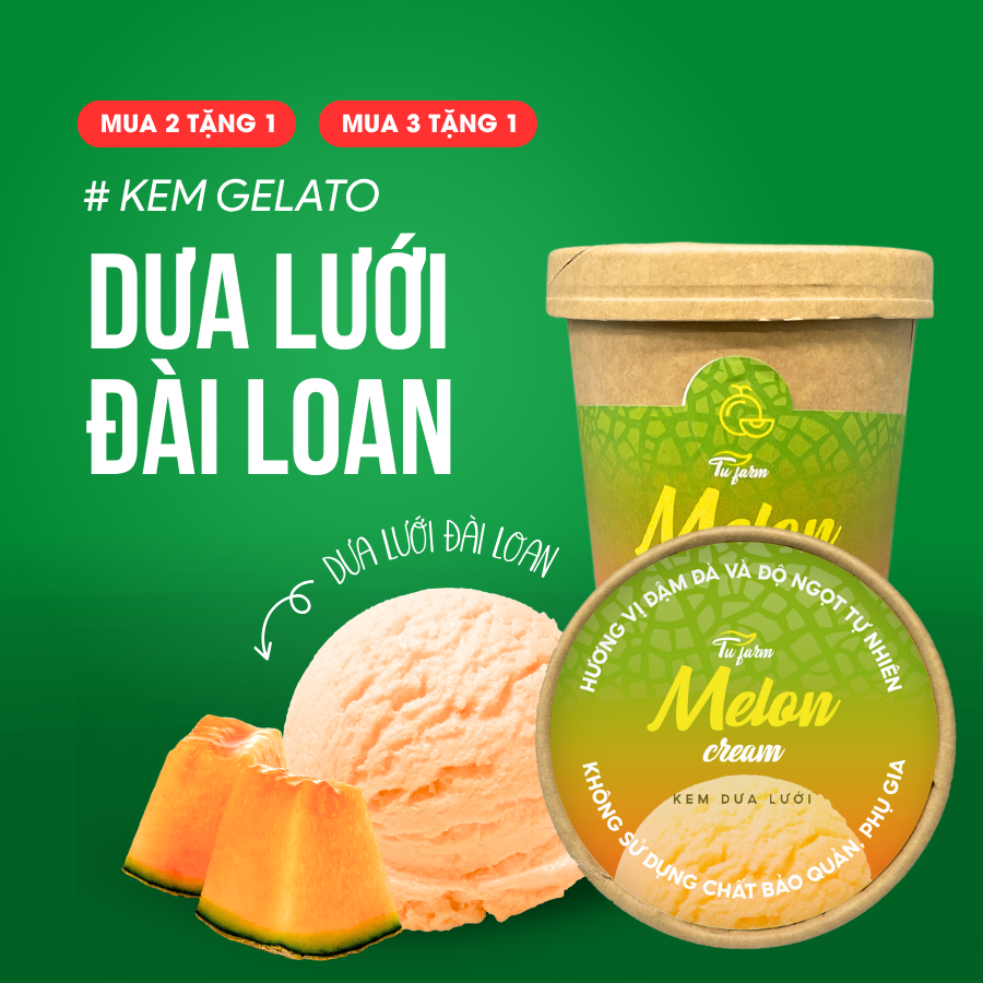 Kem Gelato - Vị Dưa Lưới Đài Loan