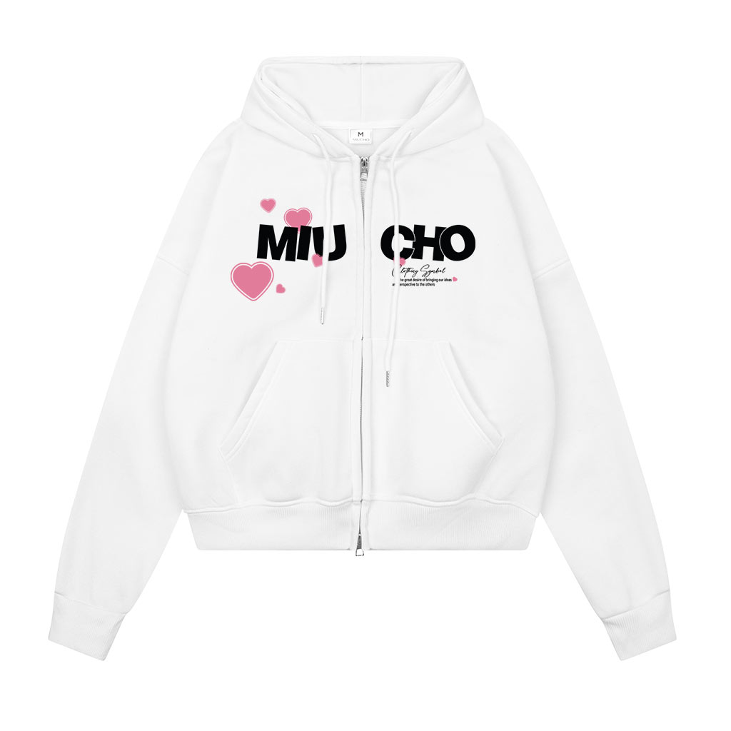 Áo hoodie zip local brand form boxy HXD1565 Miucho vải nỉ bông dày dặn khóa kéo mũ rộng in mix_thumbnail_0