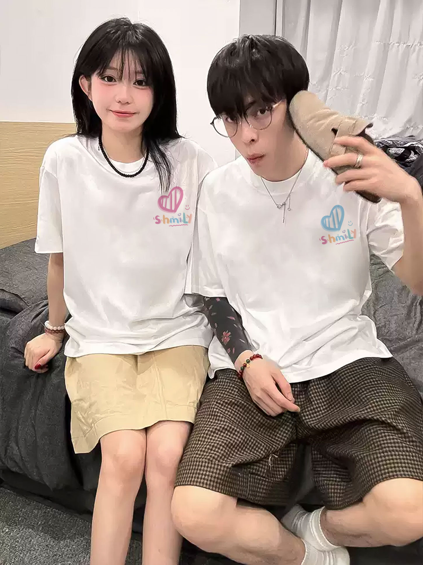 Áo thun cặp nam nữ đôi form rộng vải cotton co giãn thoáng mát ATD1666 Miucho in mix_thumbnail_3