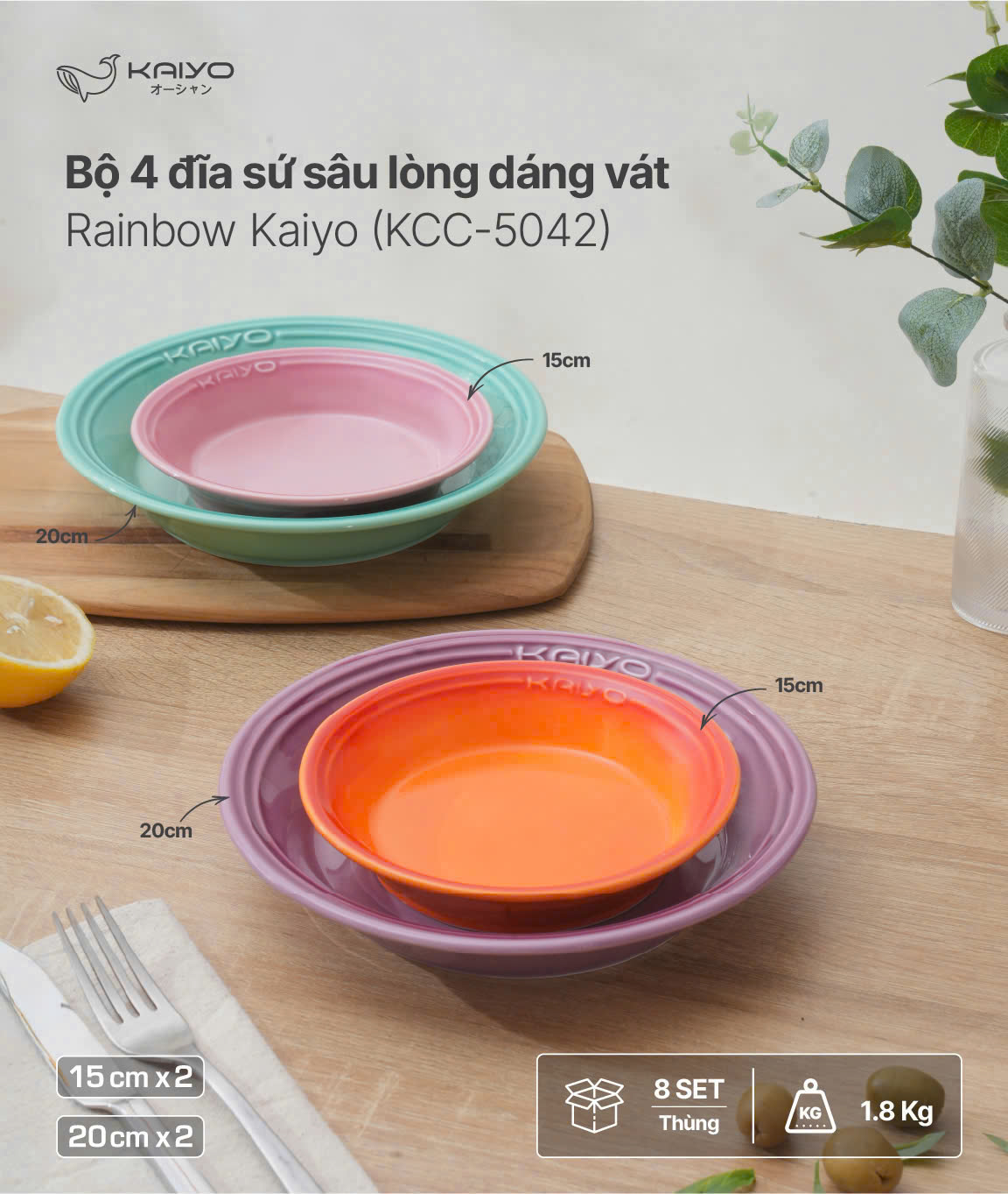 SET 4 ĐĨA GỐM SỨ CẦU VỒNG