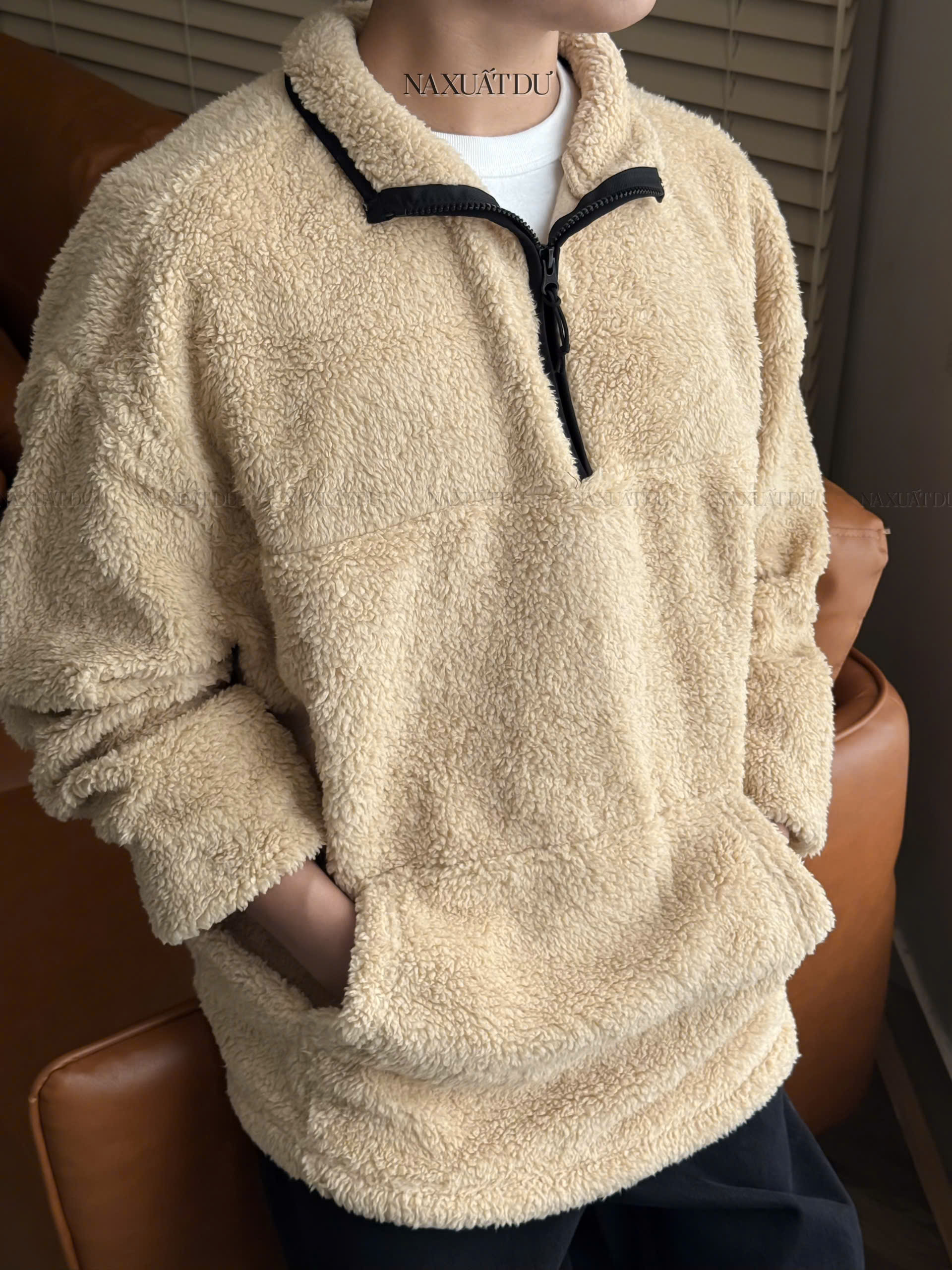 Set 2 Áo lông cổ có dây kéo unisex 