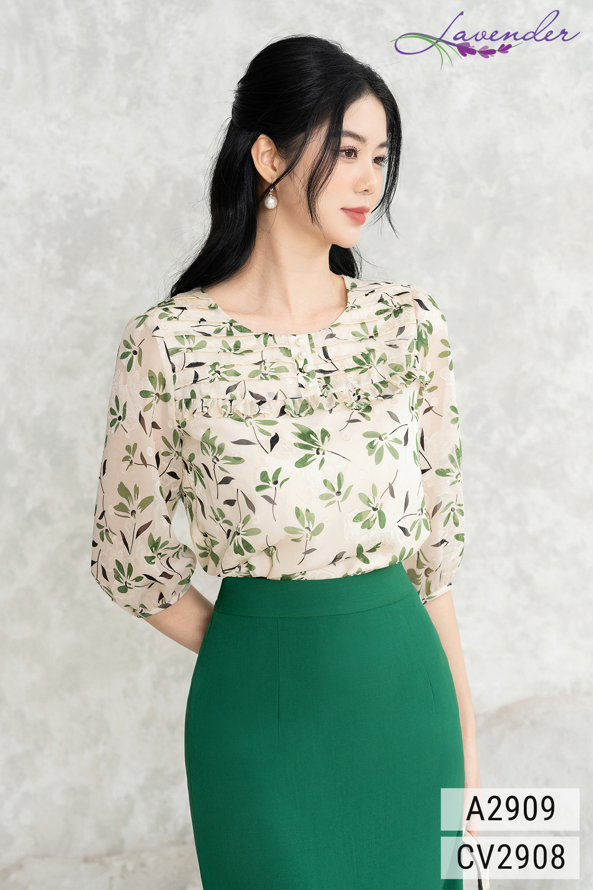 Chân váy bút chì Thời trang Lavender xanh lá khóa kéo CV2908_thumbnail_2